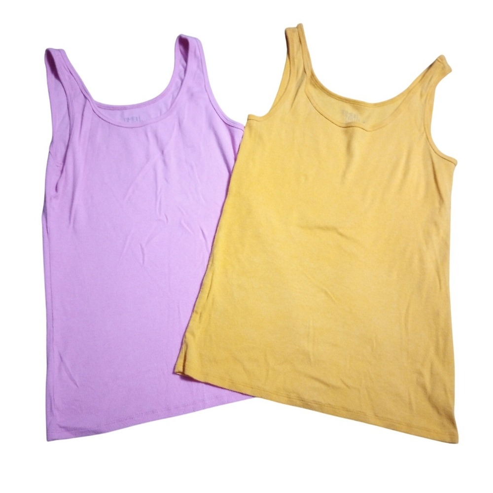Time and Tru Womens Ribbed Tank Top Bundle Pink & Orange Large 12-14 2pk
